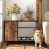 Large Dogs Feeder Station & Storage Cabinet with Stainless Steel Bowls
