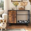 Large Dogs Feeder Station & Storage Cabinet with Stainless Steel Bowls
