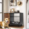 Large Dogs Feeder Station & Storage Cabinet with Stainless Steel Bowls