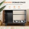 Large Dogs Feeder Station & Storage Cabinet with Stainless Steel Bowls