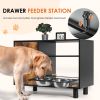 Large Dogs Feeder Station & Storage Cabinet with Stainless Steel Bowls