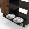 Large Dogs Feeder Station & Storage Cabinet with Stainless Steel Bowls