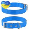 Blue Nylon Reflective Adjustable Dog Collar with Metal Buckle