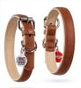 Brown Adjustable Soft Leather Dog Collar