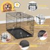 Dog Crate with Divider Panel,42 Inch Double Door Folding Metal Wire Dog Cage with Plastic Leak-Proof Pan Tray, Pet Kennel for Indoor