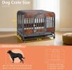 37in Heavy Duty Dog Crate, Furniture Style Dog Crate with Removable Trays and Wheels for High Anxiety Dogs