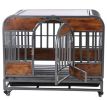 37in Heavy Duty Dog Crate, Furniture Style Dog Crate with Removable Trays and Wheels for High Anxiety Dogs
