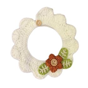 White Flower Handmade Crochet Dog Necklace