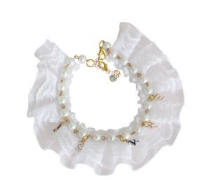 Luxurious Pearls Lace Necklace for Small Dogs