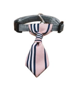 Pink Vertical Stripe Neck Tie Collar for Gentleman Dogs 6-11 Inches