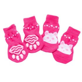 Dogs Knitted Indoor Socks Pink Rabbit Pattern Paw Covers