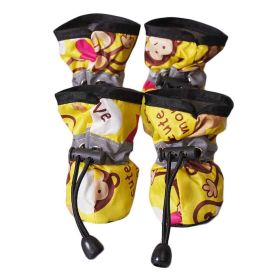 4 Pcs Yellow Dogs Waterproof Rain Shoes