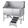 62 Inch Dog Grooming Bath Tub Stainless Steel w Ramp Water Filter Right