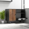 Large Dogs Feeder Station & Storage Cabinet with Stainless Steel Bowls