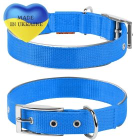 Blue Nylon Reflective Adjustable Dog Collar