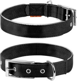 Black Nylon Reflective Adjustable Dog Collar