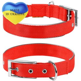 Red Nylon Reflective Adjustable Dog Collar L Size 18-22 inch Neck Heavy Duty for Medium Large Dogs