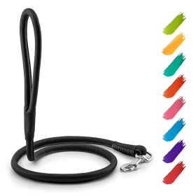 Rolled Heavy Duty Leather Dog Walking Running Training Leash