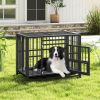 Foldable Heavy-Duty Metal Dog Crate with Lockable Wheels