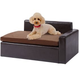 VEVOR Pet Soft Black Leather Sofa for Medium-Sized Dogs