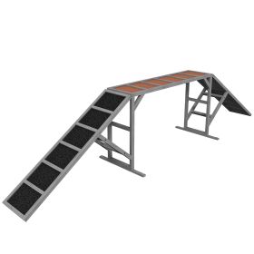 PawHut Dog Agility Walk and Pause Training Ramp with Safety Bar