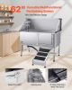 62 Inch Dog Grooming Bath Tub Stainless Steel w Ramp Water Filter Right