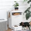 PawHut Pet Feeder Station with Storage, Dog Food Storage Container with 2 Raised Dog Bowls, White