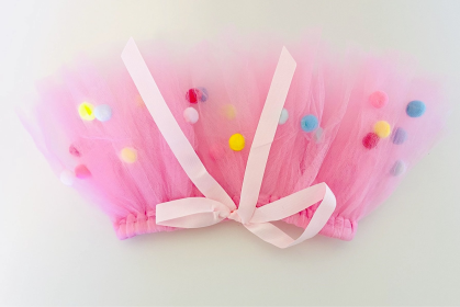 Pink Pom Pom Dog Tutu Skirt (Color: Pink, size: XS)