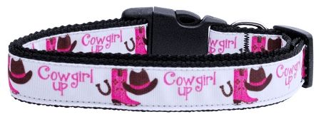 Cowgirl Up Nylon Ribbon Dog Collars (Option: Large)