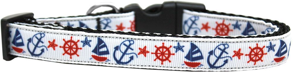 Anchors Away Nylon Ribbon Dog Collar (Option: Medium Narrow)