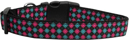 Pink and Blue Plaid Dog Collar (Option: Large)