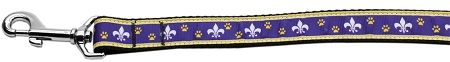 Purple and Yellow Fleur de Lis Nylon Dog Leash (Option: 4 Foot Leash)