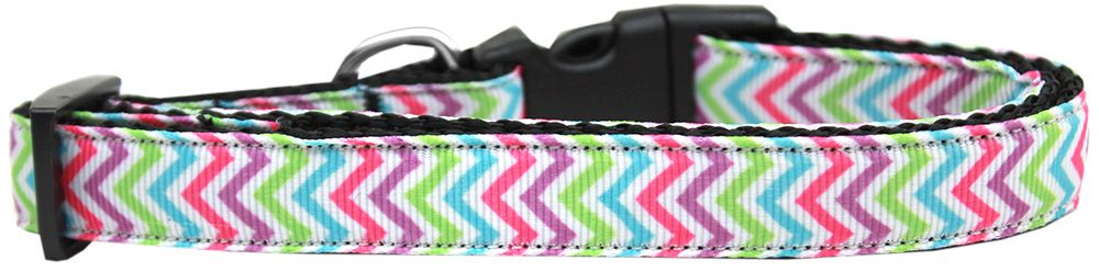 Summer Chevrons Nylon Ribbon Dog Collar (Option: Medium Narrow)