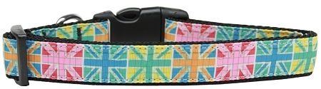 Multi Color UK Flag Nylon Dog Collar (Option: Large)