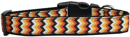 Pumpkin Chevrons Nylon Dog Collar (Option: Large)