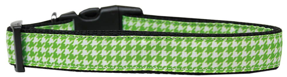 Lime Green Houndstooth Nylon Dog Collar (Option: Large)