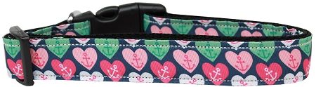 Anchor Candy Hearts Nylon Dog Collar (Option: Large)