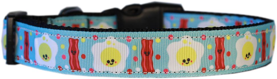 Happy Bacon Nylon Dog Collar (Option: LG)