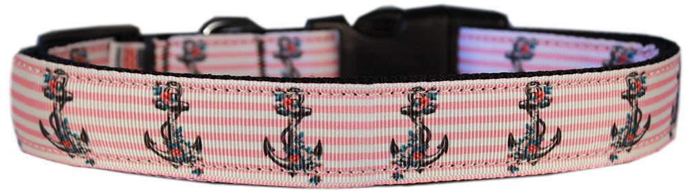 Pink Anchors Nylon Dog Collar (Option: LG)