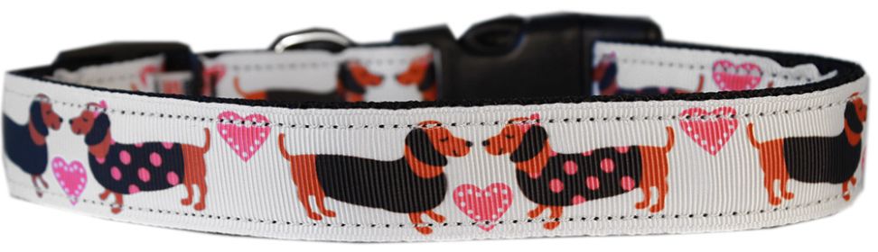 Pink Doxie Love Nylon Dog Collar (Option: LG)