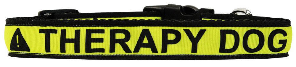 Therapy Dog Caution Tape Nylon Dog Collar (Option: Large)