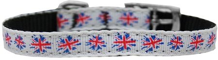 Graffiti Union Jack(UK Flag) Nylon Dog Collar (Option: with classic buckle 3/8" Size 10)