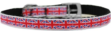 Tiled Union Jack(UK Flag) Nylon Dog Collar (Option: with classic buckle 3/8" Size 10)