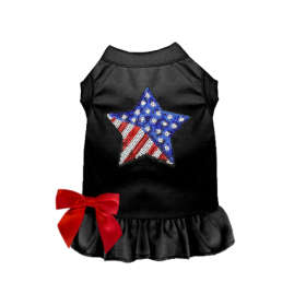 Patriotic Star Tee-Dress (Color: Black, size: X Small)