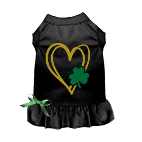 Shamrock Heart Sleeveless Tee-Dress (Color: Black, size: X Small)