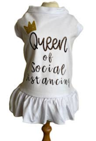 Dog's Queen of Social Distancing (Color: White, size: X Small)