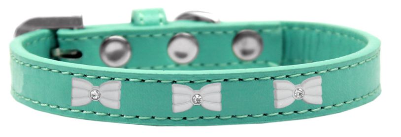 White Bow Widget Dog collar (Option: Aqua Size 10)