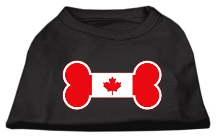 Dog Bone Shaped Canadian Flag Screen Print Shirts (Option: Black XS)
