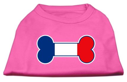 Bone Shaped France Flag Screen Print Shirts (Option: Bright Pink XS)