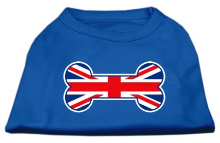 Bone Shaped United Kingdom (Union Jack) Flag Screen Print Shirts (Option: Blue XS)